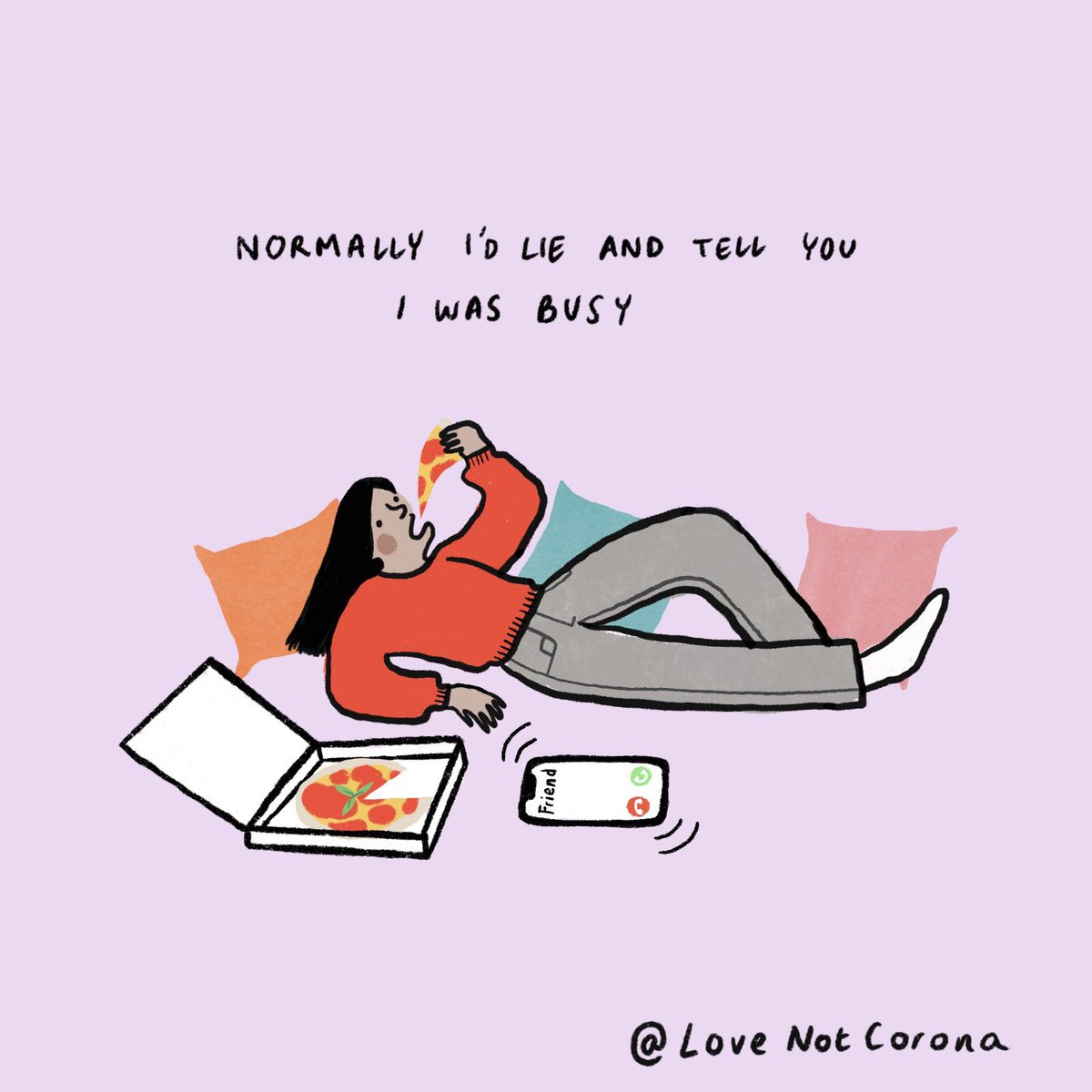 LoveNotCorona's tweet photo. Here’s to the lazy ones. #coronavirus  #COVID19 #lazy #spreadlovenotcorona #illustration #isolation #lockdown https://t.co/XEMnIx1QaI