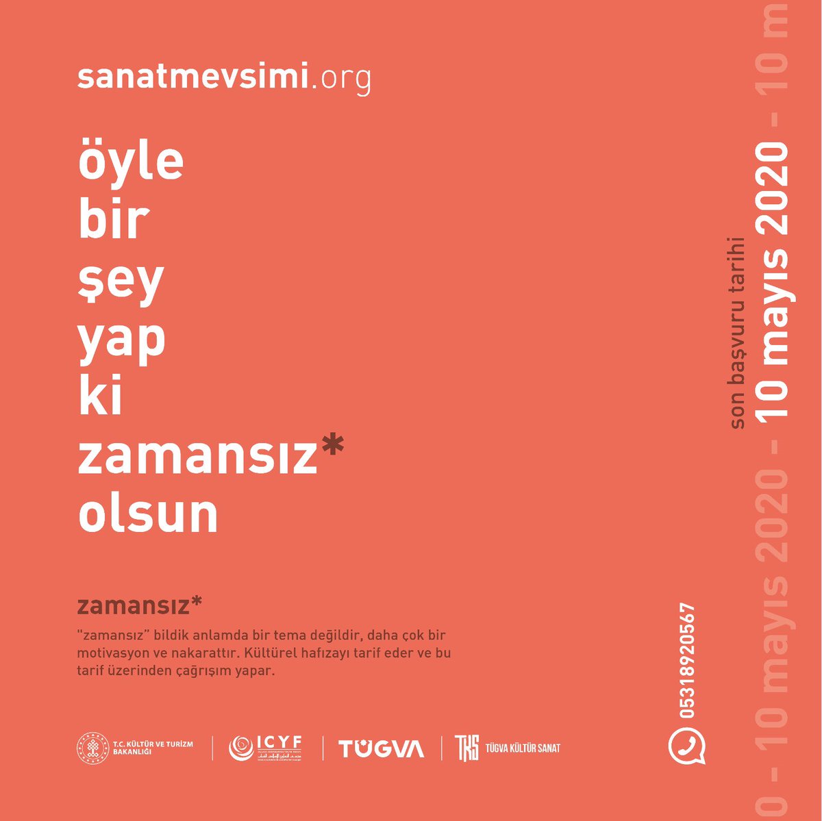 📣Yaşanılan salgın sebebiyle başvuru tarihimiz 10 Mayıs 2020 tarihine kadar uzatılmıştır. .
#sanatmevsimi #sanatmevsimi20 #tügva