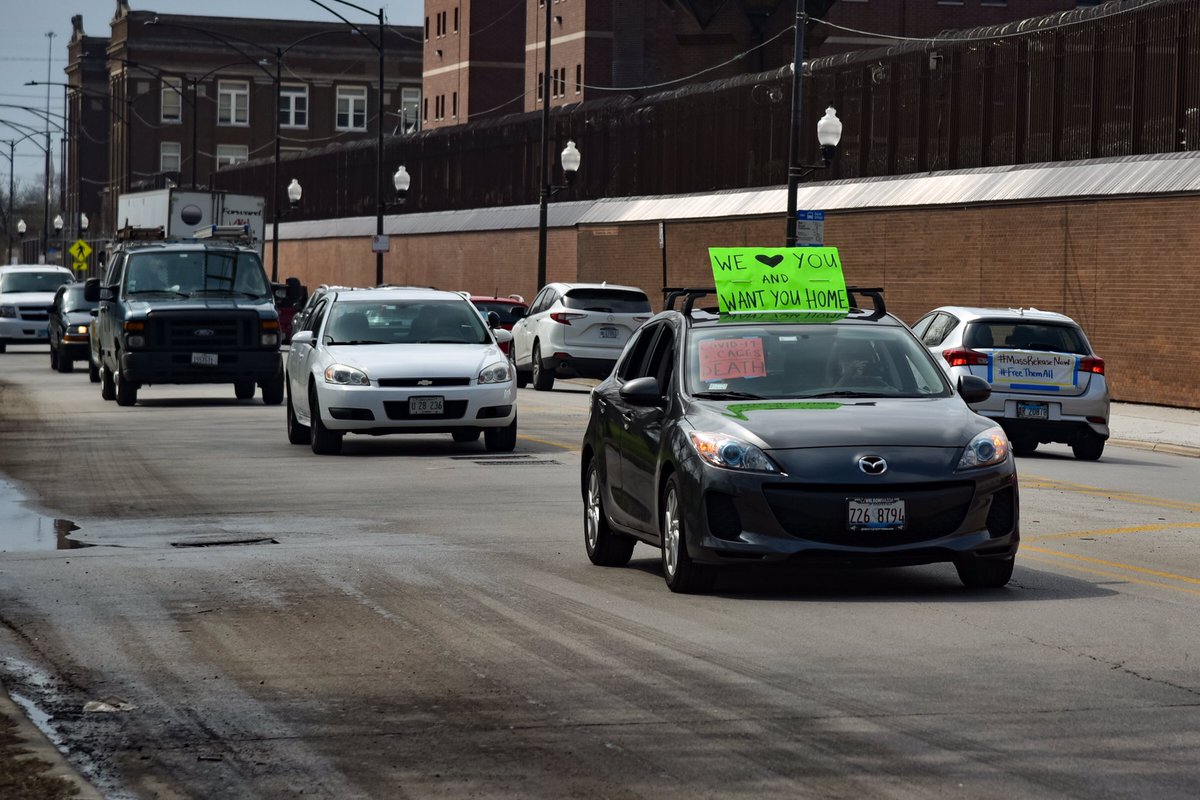 I got to document the caravan noise demo at  #CookCountyJail today, demanding  #MassReleaseNow and to  #FreeThemAll.