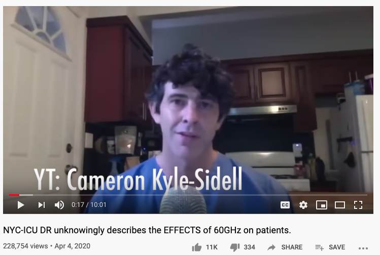 So my mum sent me a link to this video which claims a New York doctor "unknowingly describes the effects of 60GHz" on coronavirus patients. Intriguing.