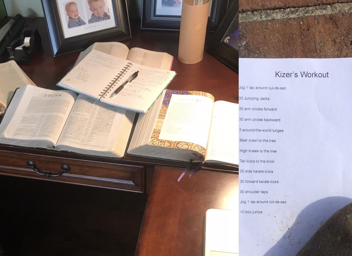 coachsummer's tweet photo. What have I created today? A workout for my son, and I’m attempting to write a Bible study on 2 Peter. #talentedTuesday #Virtuallyneer https://t.co/FlLnu9dhdd