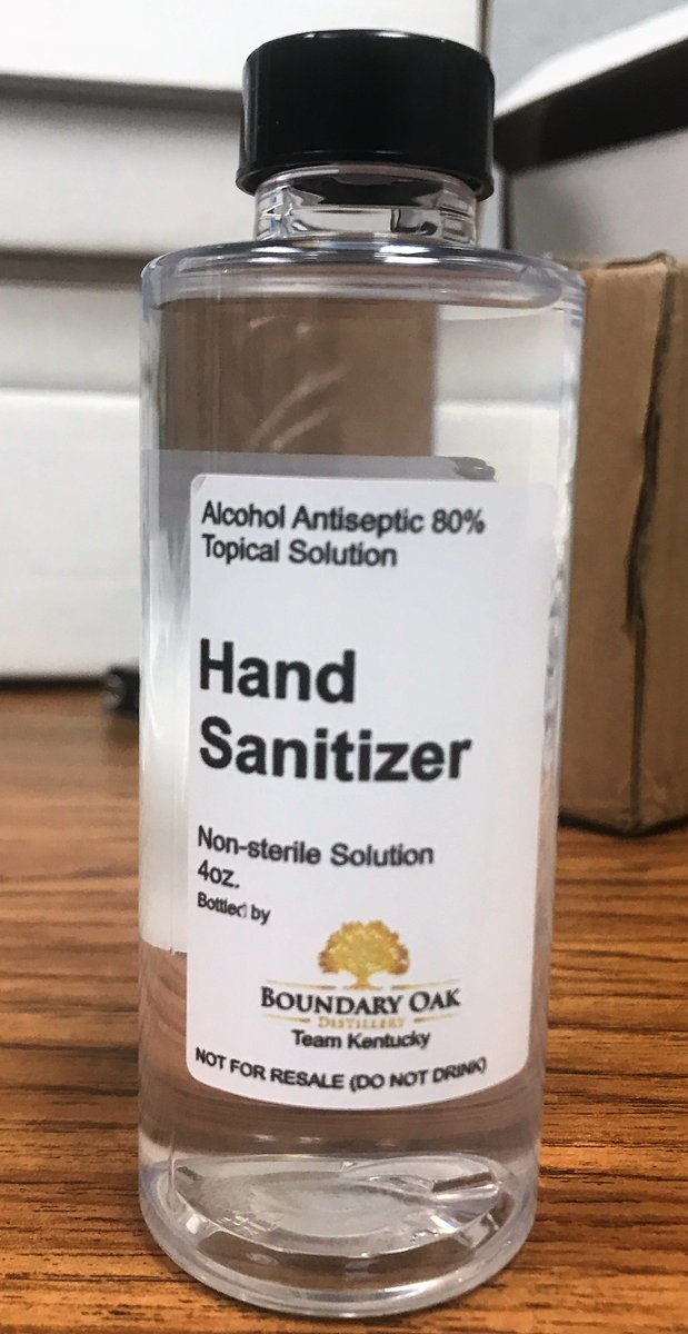 Lots of THANKS to our friends at Boundary Oak Distillery, LLC for giving us hand sanitizer for our bus drivers, child nutrition workers &amp; other staff members. We are truly grateful!! We love our community!! #HCSStrongerTogether #TeamKentucky #TogetherKY #HealthyAtHome #Patriot