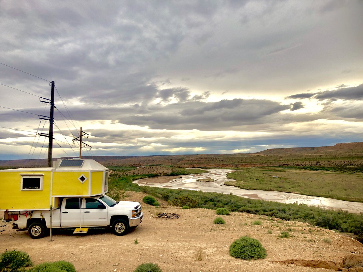 Going to be here a while, storms are coming in and the area will be rather muddy :) I’m not mad! #stayinghome #2500hd #SideEffectsOfQuarantineLife #30MoreDays #4x2 #beautiful #2500hd #boondocking #camperlife #Chevrolet #Chevy #clouds #diycamper #fulltimerv #nature #rainscoming