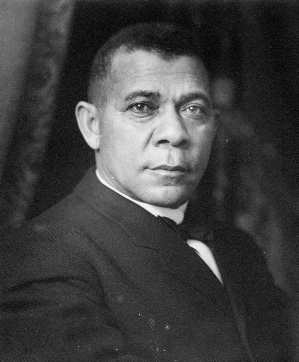 Born into slavery, Booker T. Washington put himself through school and became a teacher after the Civil War. In 1881, he founded the Tuskegee University. At his death, it had more than 100 buildings, 1,500 students, a 200-member faculty teaching 38 trades and professions.