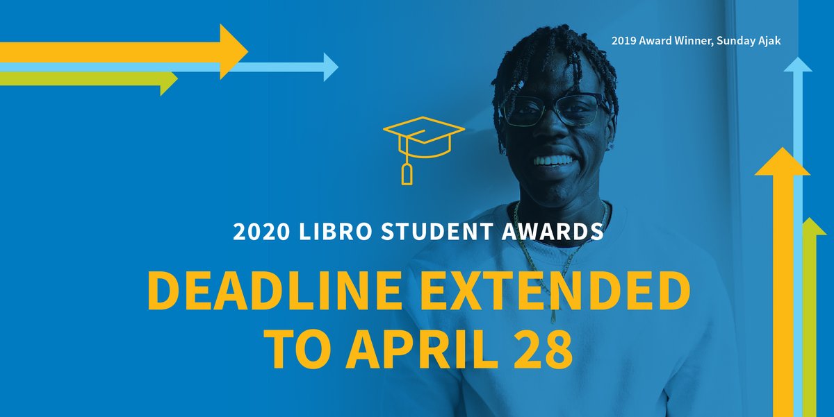 LibroCU's tweet photo. We've extended the Libro Student Awards deadline to April 28, 2020! Are you...
📅 17-25?
👍 A young leader?
👨‍💻 An academic acheiver?
🌳 Involved in your community?
You could win one of thirty-four $2,000 Libro Student Awards. Learn more and apply today > https://t.co/bviayGwZaS https://t.co/tNjdfmr6ua
