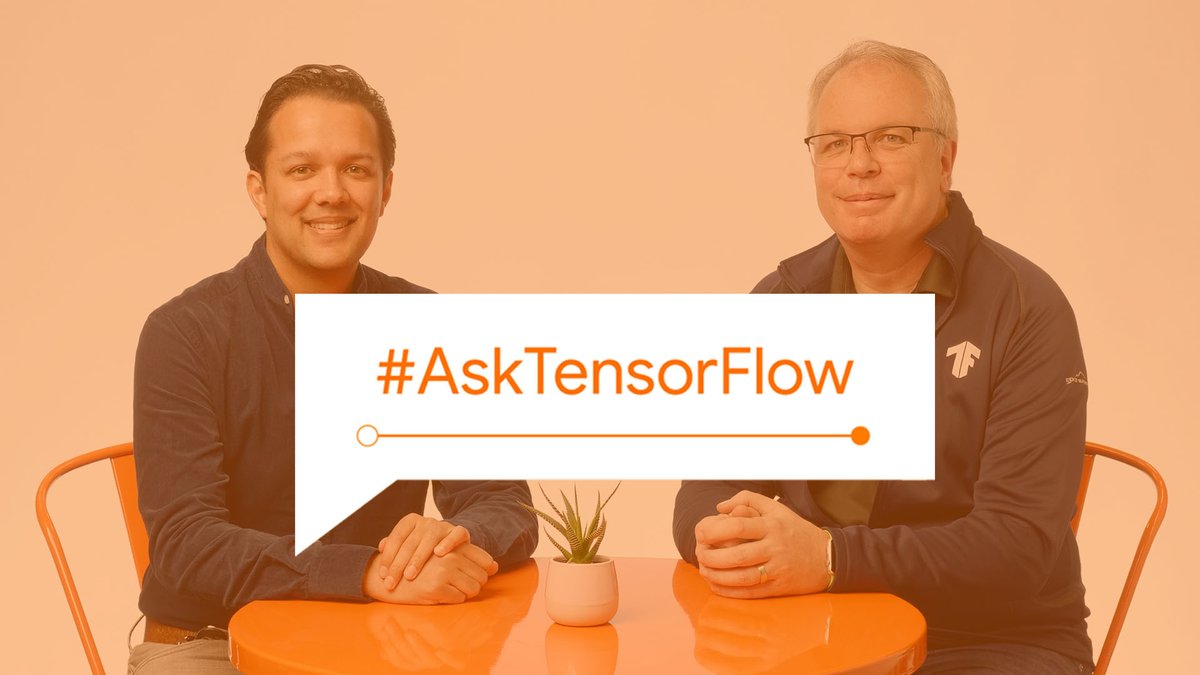 TensorFlow's tweet image. Keras APIs, TensorFlow.js, TF Records, and more.

This week on #AskTensorFlow, @lmoroney sits down with fellow colleague @jason_mayes to answer all your machine learning questions.

💬 Get answers now → goo.gle/2XjFtvQ