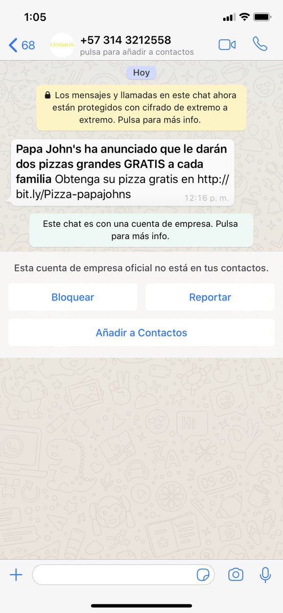 sebastiannav's tweet photo. Hoy recibí este mensaje, inmediatamente me comuniqué con @mipapajohns al ser fraude procedí a indicar retirar inmediatamente mi autorización al tratamiento de manejo y datos personales, la misma persona de pqr me indicó que ellos no pueden hacer, eso qué pasa? @SSociedades https://t.co/ww5By4jbhp