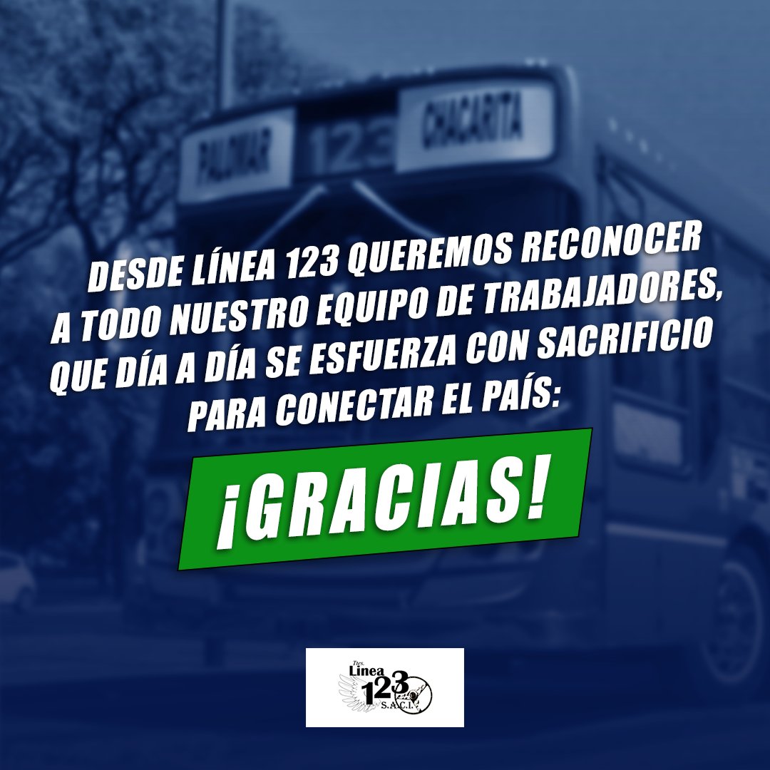 Desde Línea 123 queremos agradecer una vez más a todo nuestro equipo de conductores, inspectores, personal de técnica, mantenimiento y administración. Sin ustedes no podríamos seguir adelante 💪

¡Sigamos conectando el país! 🚌

#transportepublico #linea123 #argentina #gracias