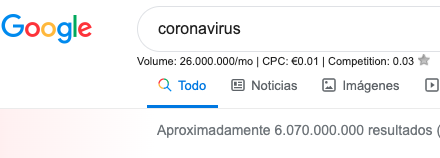 carras_co's tweet photo. Ya empieza a haber competencia en Adwords por keyword #coronavirus 😢. A ver, lo voy a poner en mayusculas para que se entienda claro: ESTO ES UNA PANDEMIA. NO UN BRIEF! https://t.co/91z6rAOlQI