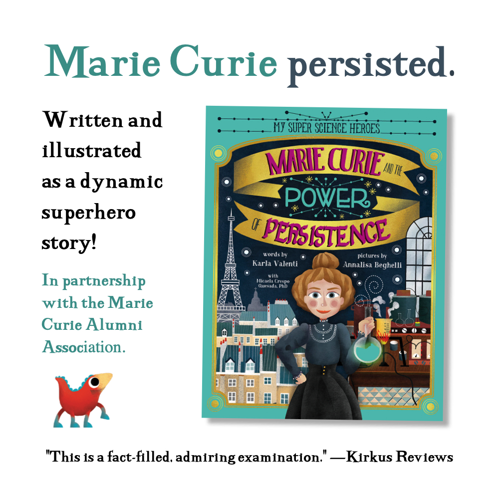 Meet #MarieCurie. Famous physicist, chemist, and...superhero? The #SuperScienceHeroes #kidlit series launches with a #biography by @KV_Writes and @Mariecurie_alum. Find #STEM #kidlitquarantine activities at: bit.ly/MarieCuriePOP #EMLAHoopla #EMLALitAgency