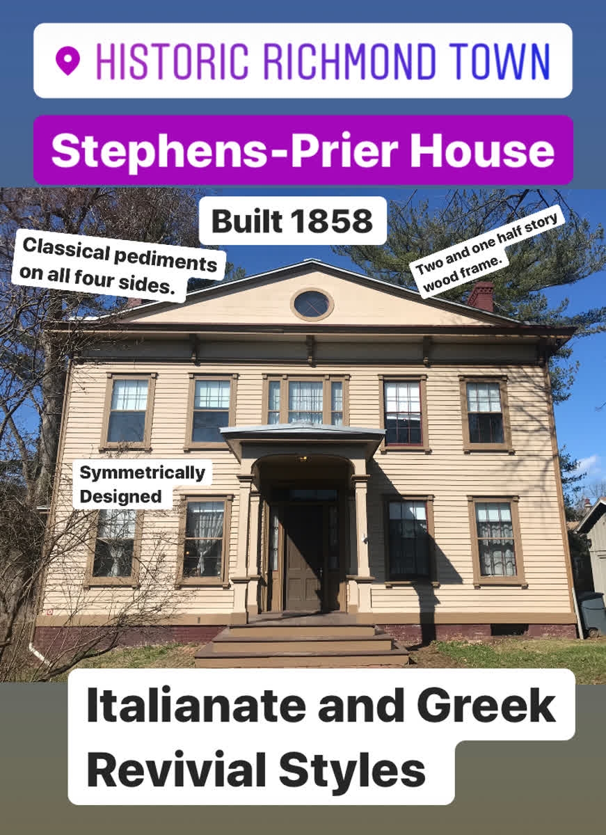 RichmondTownNYC's tweet image. #ArchitectureTuesday - The Stephens-Prier House stands on its original site between Richmond Road and Center Street at the corner of St. Patrick&apos;s Place. The architecture shows features of both Greek Revival and Italianate styles.