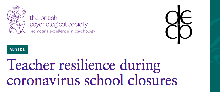 DECPOfficial's tweet photo. @SarahDuffield14 and @edpsydan have written a paper offering considerations for promoting teacher resilience at this time of #schoolclosures. 

@BPSOfficial @AEPsychologists @SDEP9 @NIDECP #COVID19 

Read here: https://t.co/d5sDUBRUnG https://t.co/smrWi4mkHy
