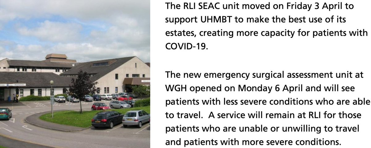 Surgical Emergency Ambulatory Care #SEAC unit at Royal Lancaster Infirmary @UHMBT  temporarily moved to Westmorland General Hospital #CrisisPreparedness @AcuteSurgUnit #COVID19UK @NHSEngland @timfarron @aaroncumminsNHS    
uhmb.nhs.uk/news-and-event…