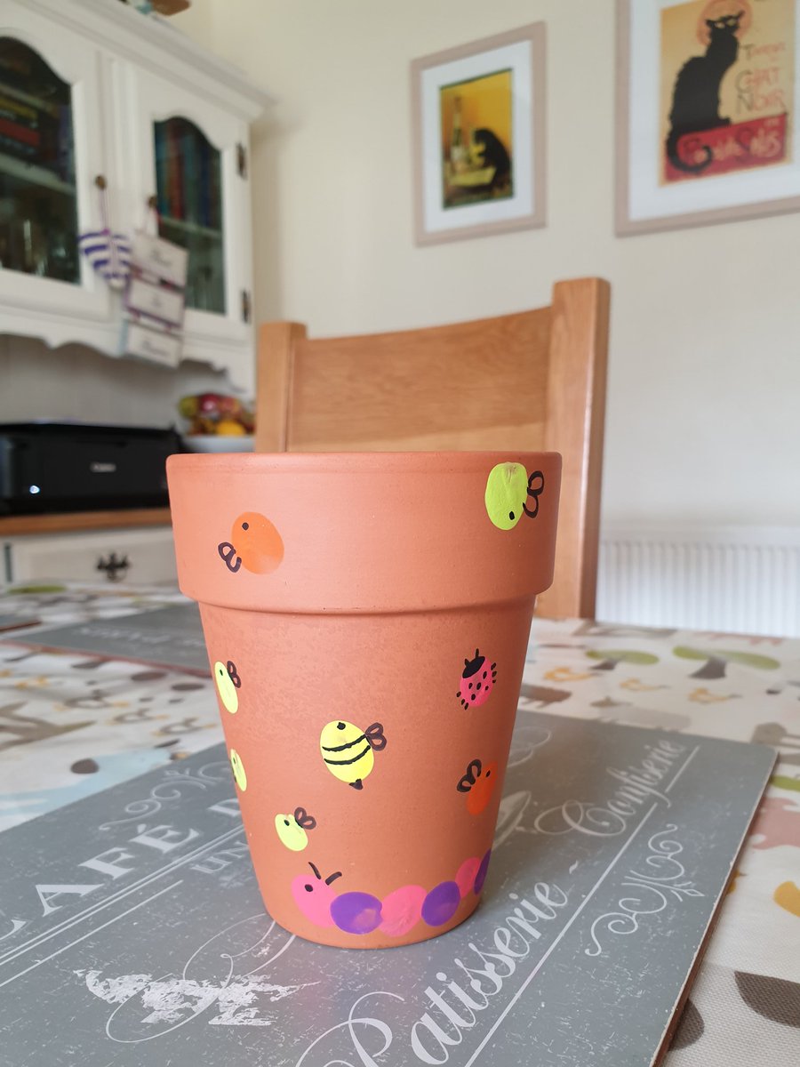 poppycatmum's tweet photo. The monster and the mini beast decorated a plant pot for their grandma's birthday tomorrow #isolationbirthdays #kidscrafts https://t.co/6rfNDaXAxf