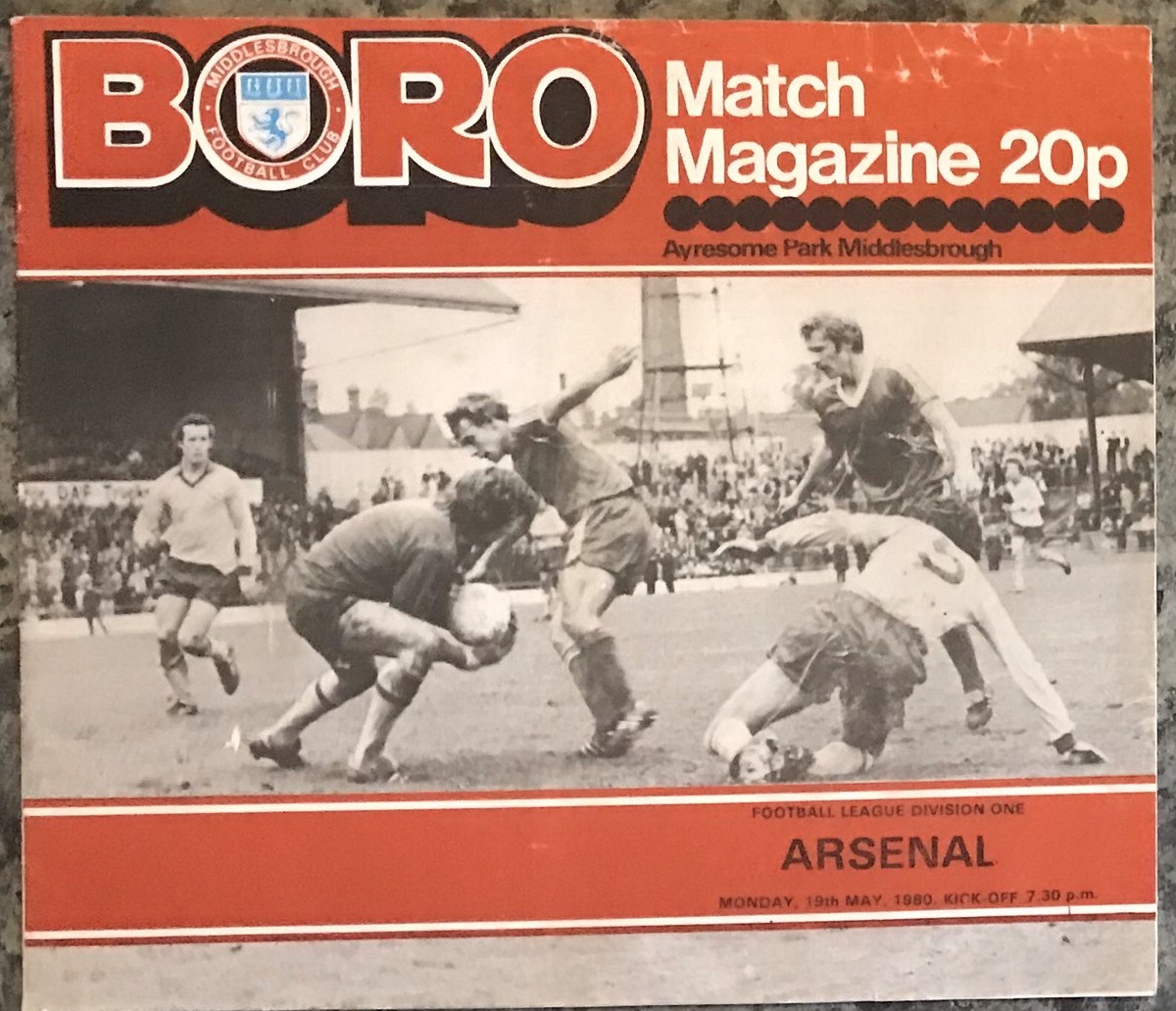 ClasicProgramme's tweet image. 19 May 1980 Ayresome Park
Middlesbrough 5-0 Arsenal 
Division One
Attendance: 15,603
Goals: David Armstrong (2), Craig Johnston, David Hodgson, Graeme Hedley. 
@Boro @Arsenal
