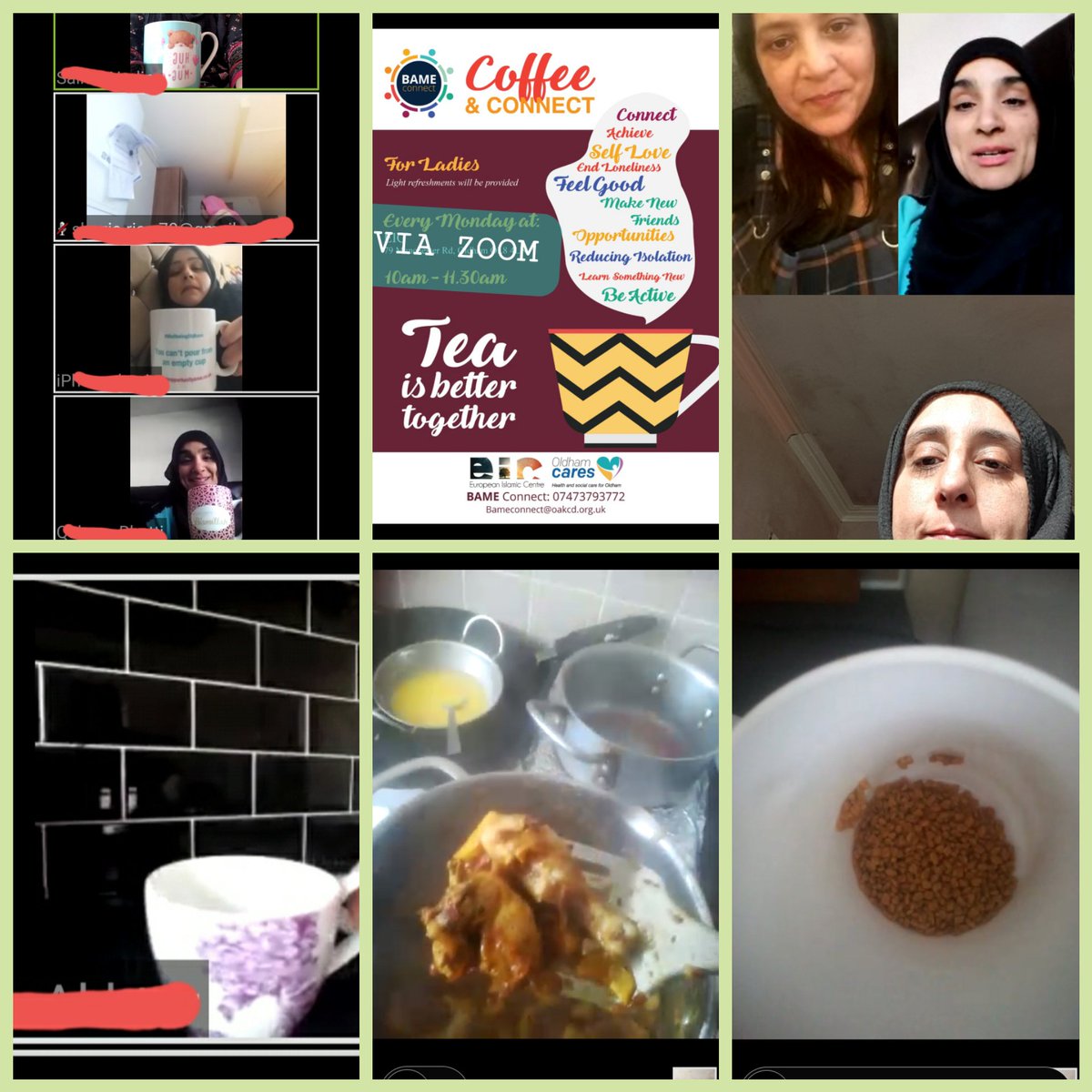 BameConnect's tweet photo. WERNETH HUB Coffee & Connect. What a lovely Zoom session. We exchanged favourite family recipes and had a much needed catch up. Tea is definitely better together β@RachelDyson84 @oldhamcares @NatWellbeingWSA #TheShowsMustGoOn #thiscounts #stayconnectedstaysafe https://t.co/qd967ei6oJ