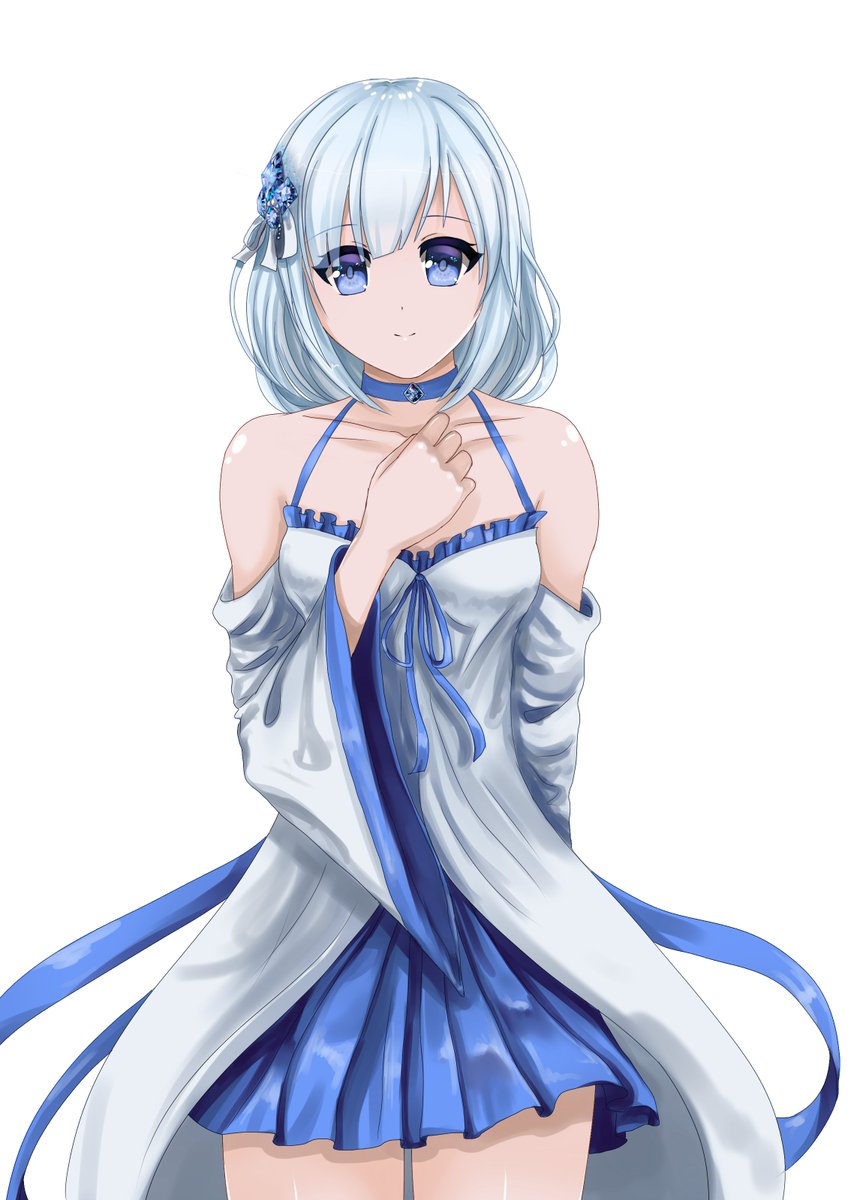 _Ewelisa_'s tweet photo. New character design , Maki 

#art #digital #anime #vizualnovel #cute #animegirl #blueeyes #dress #crystals #whitehair #halfbody #blue #conceptart https://t.co/In7nC47CB2