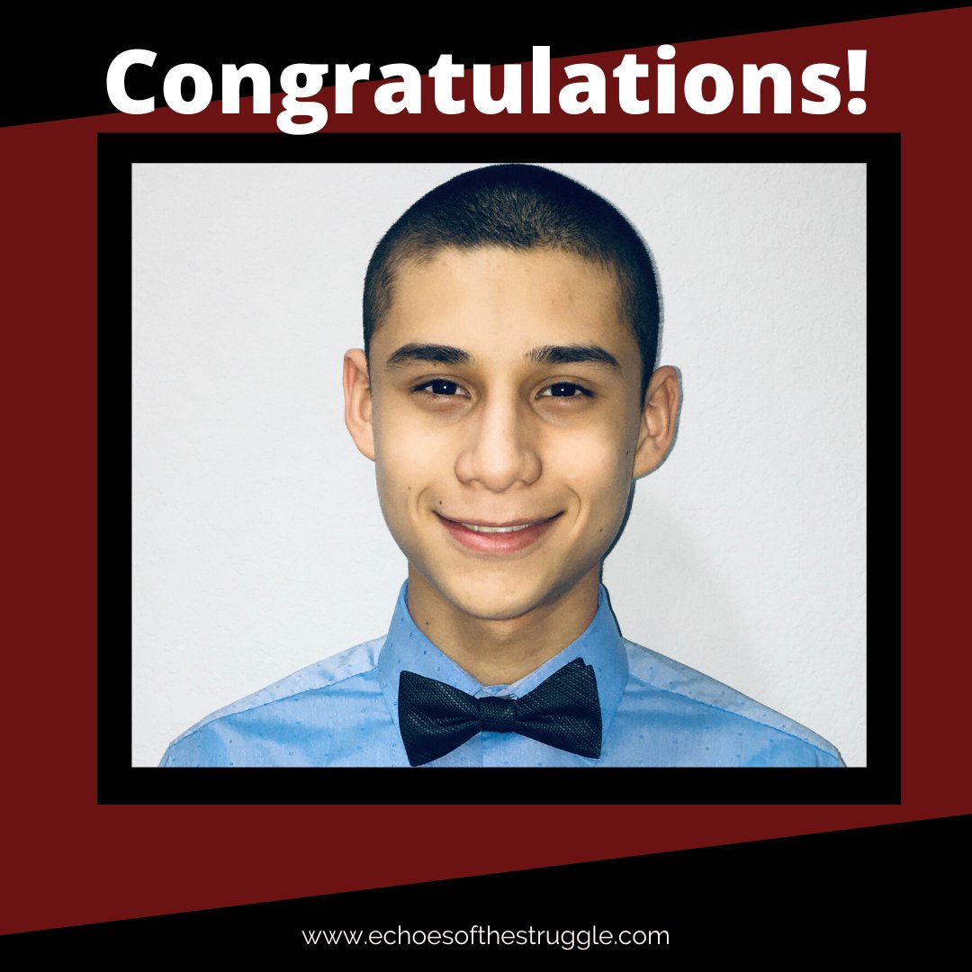 echoesmedia1's tweet photo. Congratulations to 2020 Echoes Media uSpeak Contest Winner, Benjamin T. Lopez!! Lopez’s essay on how older and younger generations handle social justice issues differently captivated our judges. It will be published on our blog May 1! #EchoesMedia1 #uSpeakContestWinner #uSpeak https://t.co/EpftWGapYY