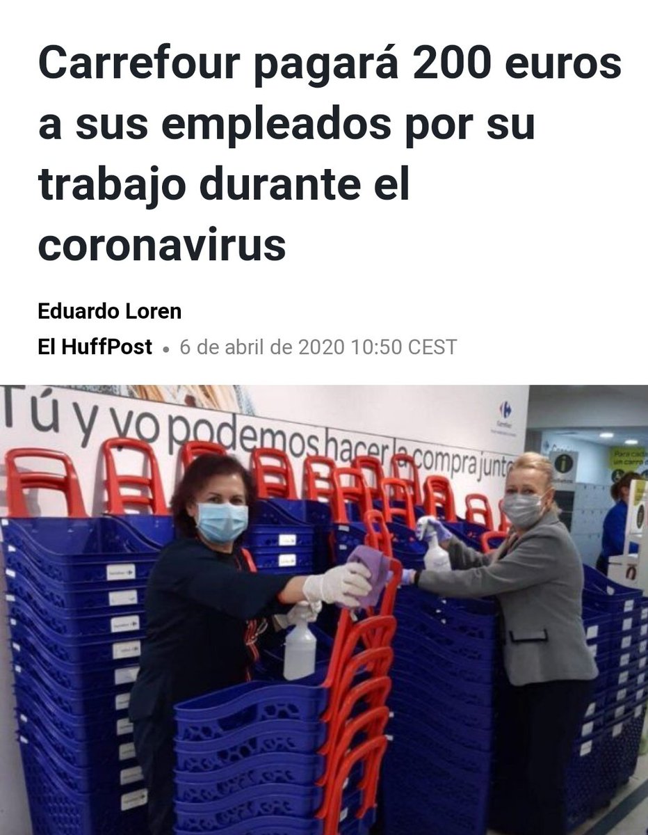 cgtzonasur's tweet photo. CARREFOUR | #Carrefour pagará 200 euros a sus empleados por su trabajo durante el #coronavirus.

@CarrefourES pretende lavar su imagen mientras @CGTCarref @CGT sigue denunciando la falta de control de aforo y la escasez de #EPIs #Covid_19

#CoronavirusWashing https://t.co/5S1oSXKor5