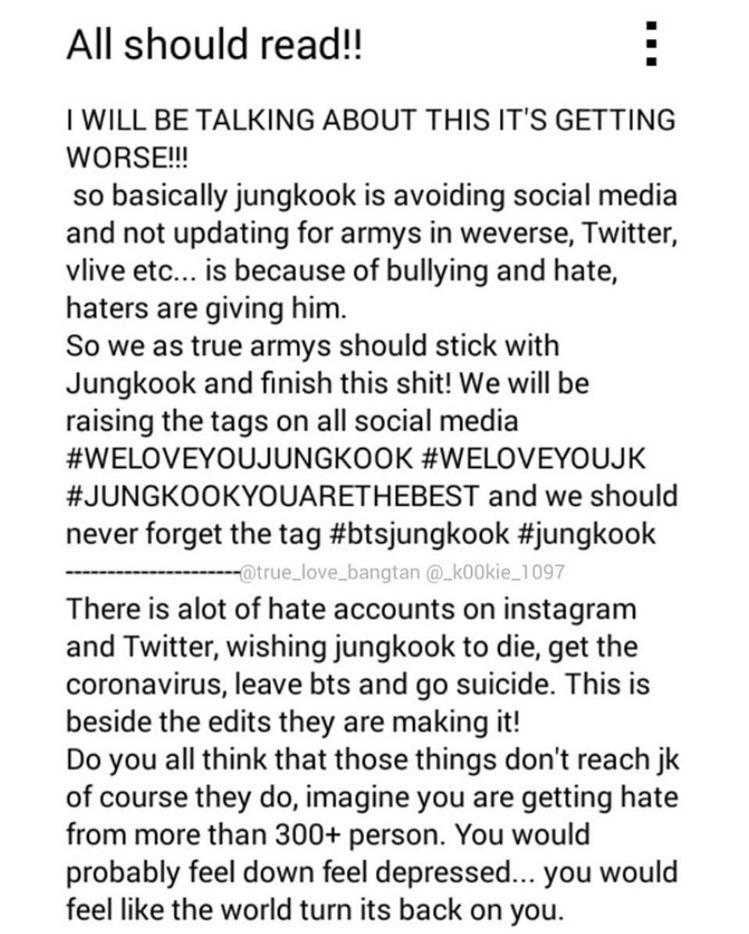 kooseuphoria__'s tweet photo. ARMYs, please take time to read this. let’s protect our Euphoria, bc he would do the same for us🥺💜
#WeLoveYouJungkook 
#weloveyoujungkok 
#ProtectJungkook https://t.co/mdJgwzo4fW