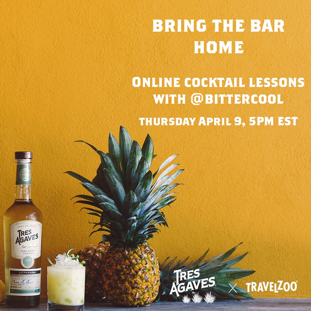 Just because you’re stuck at home doesn't mean you need to sweat about how to make a great cocktail.  Learn how to make a Margarita Pepper, Paloma Guera, and more, with Andres Moran this Thursday, April 9th at 5 PM EST.

facebook.com/tresagaves/