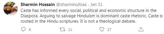 Some of Ms. Hossein’s views (outright lies) for example:- Insinuating that Hindus in US practice untouchability: LIE- Hindus copied every symbol and practice from others: LIE- Caste has scriptural sanction: LIEThis propaganda puts the diaspora Hindus at grave risk