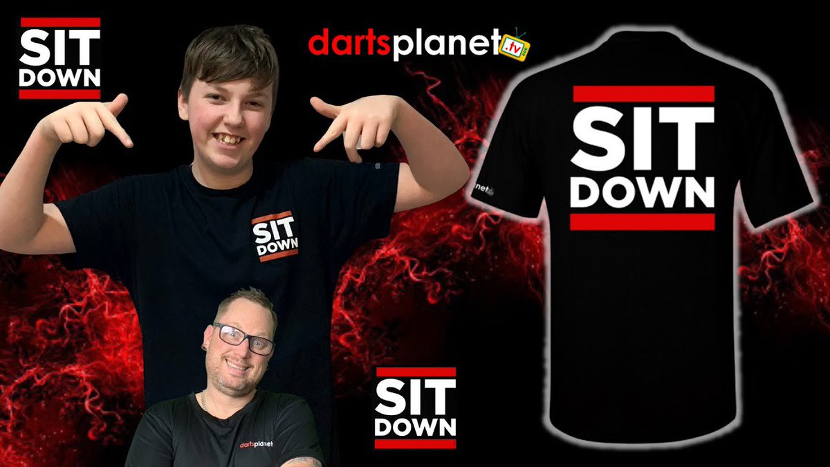 DartsPlanetTV's tweet photo. Connors NEW SIT DOWN Merch is now available.

Love his message to me at end of video 

First 20 to buy will receive some #free flights &amp; stems 

Just £12.99 + P&amp;P

10% off for VIP Members 

👉 https://t.co/3cP406UzPx 

@Chris180Mason @Dartwolf180 @DazDarts180 @southpaw180 https://t.co/sa7GCZJKOE