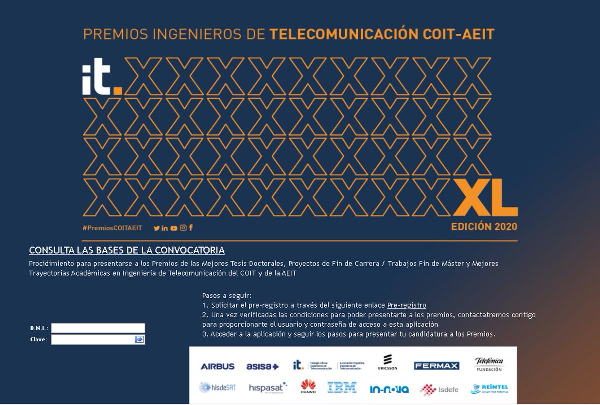 COIT_AEIT's tweet photo. Comienza la carrera por los premios a las Mejores Tesis Doctorales,Mejores Proyectos Fin de Carrera/Trabajos Fin de Máster y Trayectorias Académicas en Ingeniería de #Telecomunicación del @COIT_AEIT.Convocatoria XL edición abierta hasta jueves 30 de Abril➡️https://t.co/QHyFvoRiNg https://t.co/LyqVddzLni