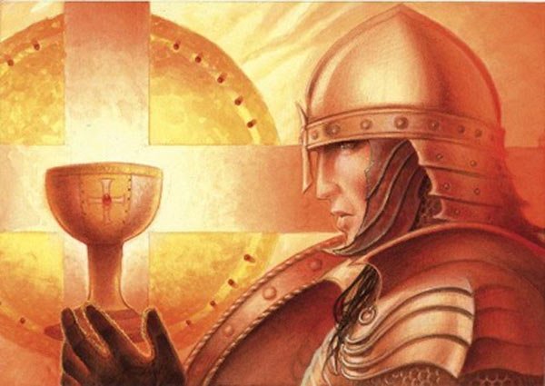 Many knights rode forth in the Quest of the Holy Grail. Only the pure-hearted Percival and Galahad were able to see it or hold it! Only those of a motivation unselfish and true can find the Cup of Christ: for the true Grail is the pure heart, emptied of self, filled with love!