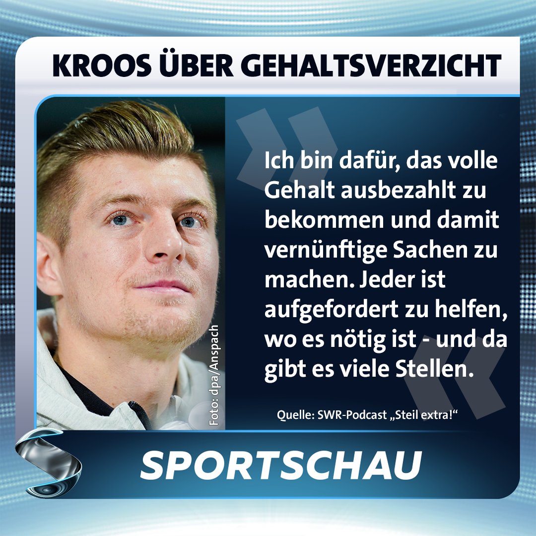 Sportschau Ein Gehaltsverzicht Sei Wie Eine Spende Ins Nichts Oder An Den Verein Findet Toni Kroos Stattdessen Sollten Spieler Mit Ihrem Geld Lieber Direkt Gemeinnutzige Zwecke Unterstutzen Den Podcast