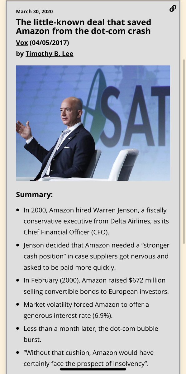 While Amazon is currently booming, 20 years ago it almost fell apart.  @binarybits  @voxdotcom  #coronavirus  #TuesdayThoughts