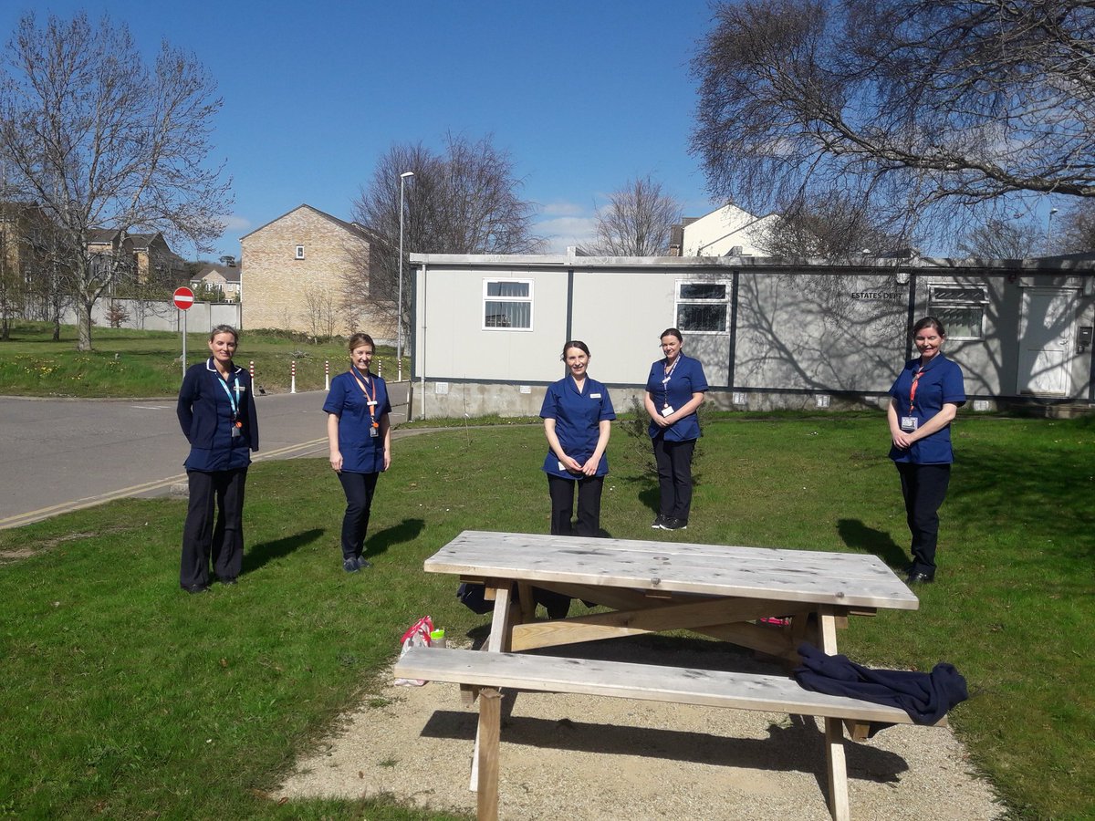 ConnollyNursing's tweet photo. Members of the Connolly Hospital Senior Nursing Management team taking time for a lunchtime debrief in the sunshine....maintaining physical distance
@JudyMcEntee 
@petrinadonnelly 
# flattenthecurve https://t.co/kReAPHw3ae