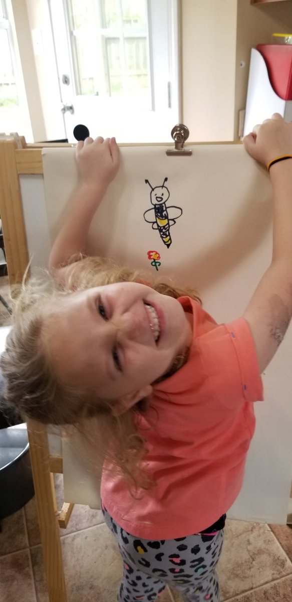 erikasmurray's tweet photo. Miss my kiddos so much!! But, thank goodness for technology! We read a book about bees and learned how to draw a bee together. Can’t wait for our second small group tomorrow! @SardisES_NC @kellylmarks54 @KevinBeals2 @UCPS_MonroeNC https://t.co/fvq8SuUvnt