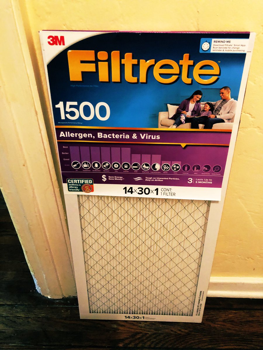 It’s via my own personal HVAC filter— from 3M Healthy Living Air Filters I get at Target. It is not fiberglass based like some HEPA and vacuum bags. It is polypropylene electrostatic based. You can get it shipped to you. I needed a refill anyway so it’s been sitting here.