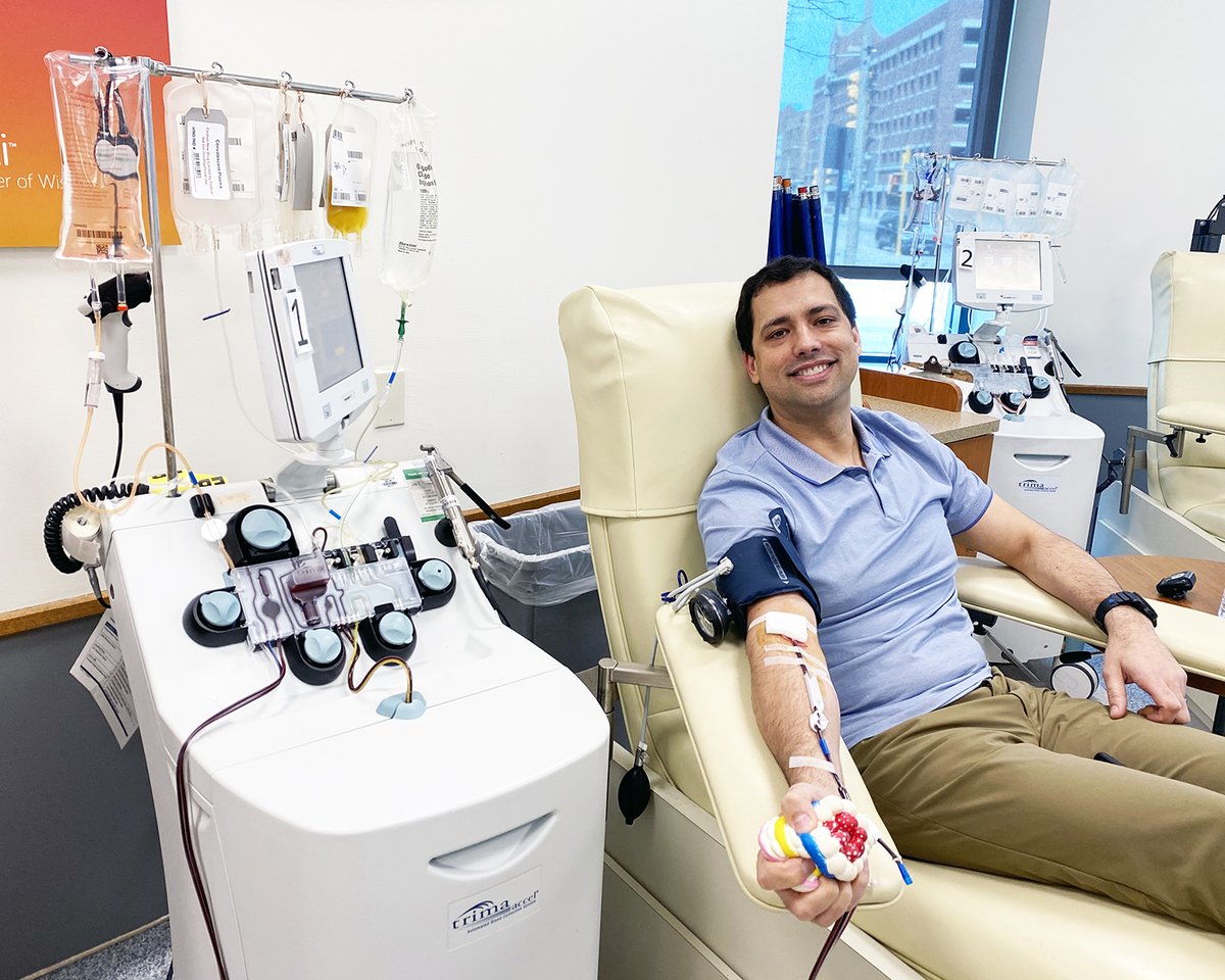 Weeks after testing positive for COVID-19, Dr. David Lal, one of our pediatric surgeons, was back helping patients in a way only he can. Dr. Lal was the first COVID-19 survivor to donate his plasma at <a href="/BloodCenterWI/">Versiti Blood Center of Wisconsin</a> as part of an experimental treatment. Thank you, Dr. Lal!