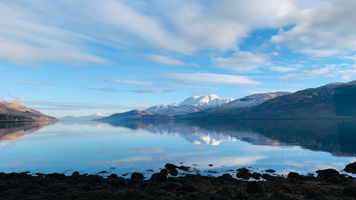 Walk far enough from the studio along the shores of The Black Water (Loch Linnhe, originally An Linne Dhubh, say it like 'Un LYEEN-yuh GHOO') & you'll be able to look over at the inspiring might of the  #BenNevis range, too. Walk back to the studio, if you like. #IAWLP