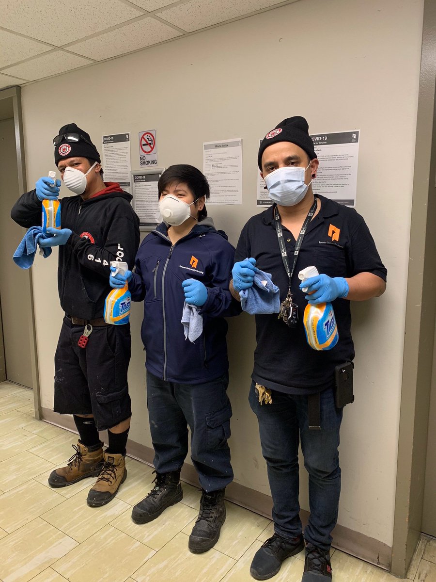 TOHousing's tweet photo. TCHC is very proud of the 1,200 #TCHC employees who are providing essential services to our tenants during the #COVID19 emergency. 

They’re checking on seniors and vulnerable tenants and connecting them to community and health supports - thank you for your hard work! https://t.co/x4yQpV5EgP