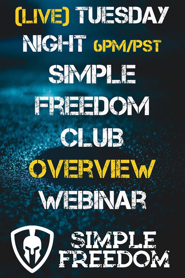 SFPlaybook's tweet photo. Join us Tonight at 6 PM PST for our Simple Freedom Club Weekly (LIVE) OVERVIEW WEBINAR: https://t.co/LY1DxlICfD 

All about giving you, your family and friends more options. 

#CashFlowIndependence #IncomeProtectionInsurance  #CreateYourOwnWork #EarnWhileYourLearn #GoYourOwnWay https://t.co/FmJd7T3T2F