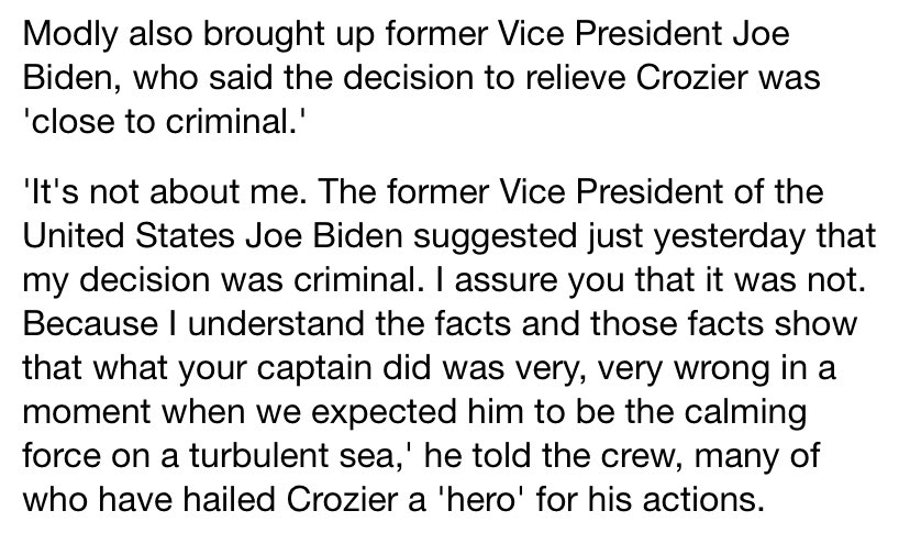 DonnaJo1002's tweet photo. I know who the Navy will be voting for President in 2020! What do you think? Wrong thing for the Acting Secretary of the Navy to bring up while addressing the crew. #ModlyMustResign https://t.co/jRXpQgnx6Z