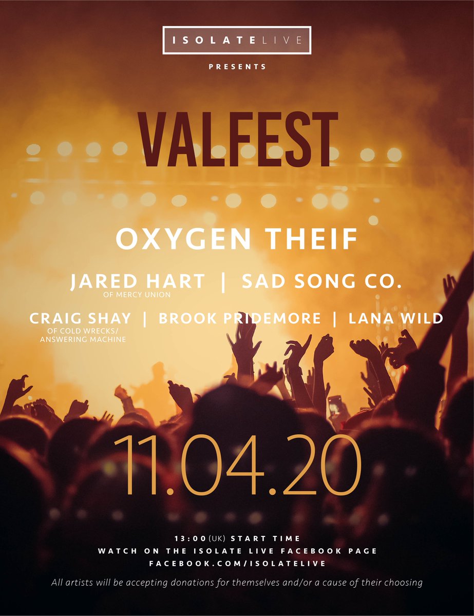 IsolateLive's tweet photo. JUST ANNOUNCED: Saturday, April 11th, @valderie is bringing her famous #ValFest online with six great artists! Tune in to https://t.co/xmcem5OV8f at 1pm EDT/6pm UK for all the fun.
RSVP for details/reminders: https://t.co/lU2cWWnPUE https://t.co/TiuHmFThKZ