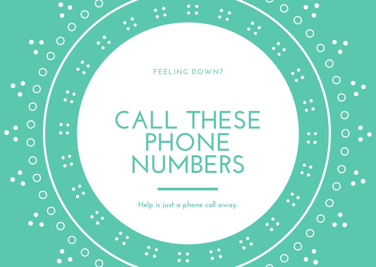 7/7National Suicide Prevention (Deaf & Hard of Hearing Hotline) @800273TALK Video Relay Service: 1-800-273-8255TTY: 1-800-799-4889SAMHSA  @samhsagov Call: 1-800-662-HELP