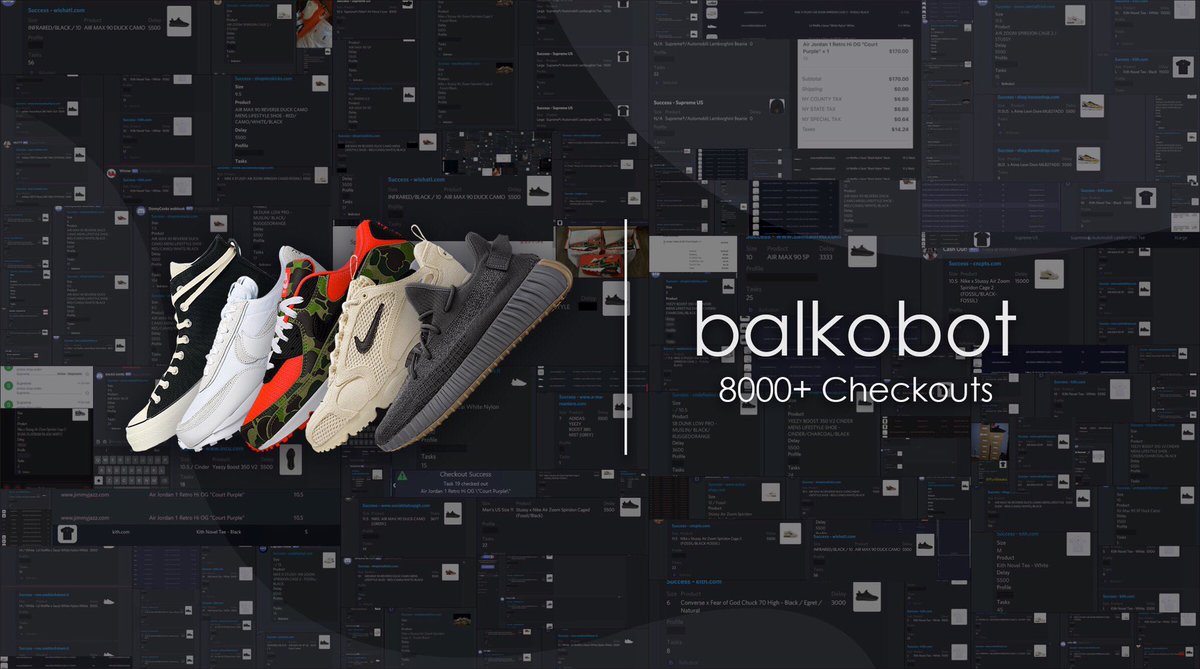 balkobot's tweet photo. We've been feasting on Footsites, Supreme and Shopify!

Over 1000 pairs of Stussy Spiridons and 3000 Yeezy Cinders were secured by our users - and we're ready to take stock this weekend.

Excited for Court Purples? We are too. Retweet and watch your DMs for a possible surprise. https://t.co/lngSN8s9Kz