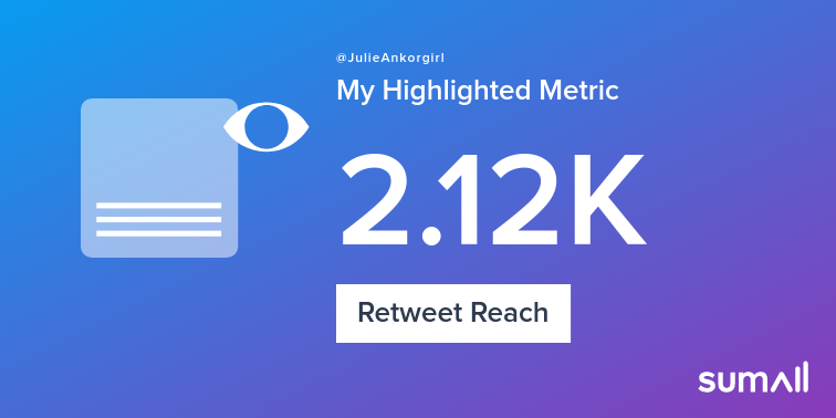 My week on Twitter 🎉: 10 Mentions, 1 Like, 2 Retweets, 2.12K Retweet Reach. See yours with sumall.com/performancetwe…