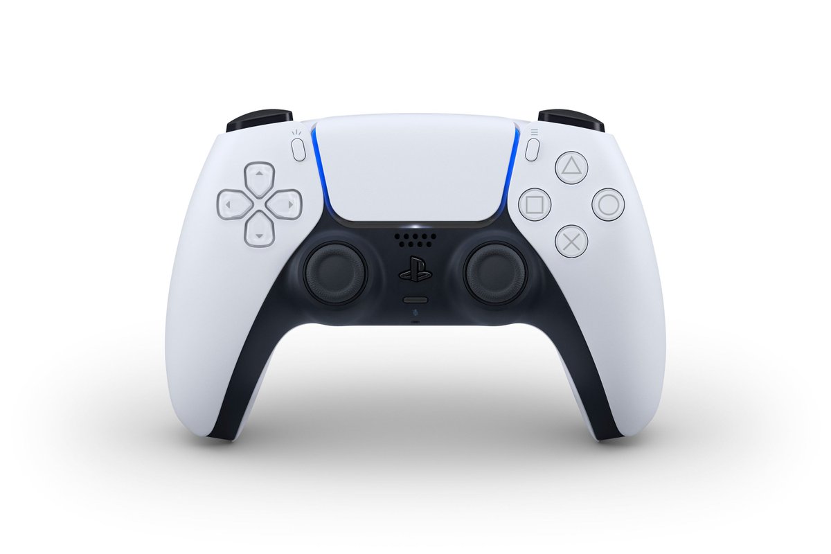 verge's tweet photo. Sony reveals new DualSense controller for the PlayStation 5 https://t.co/8SYMbWdgTs https://t.co/ijZNGsFmHC