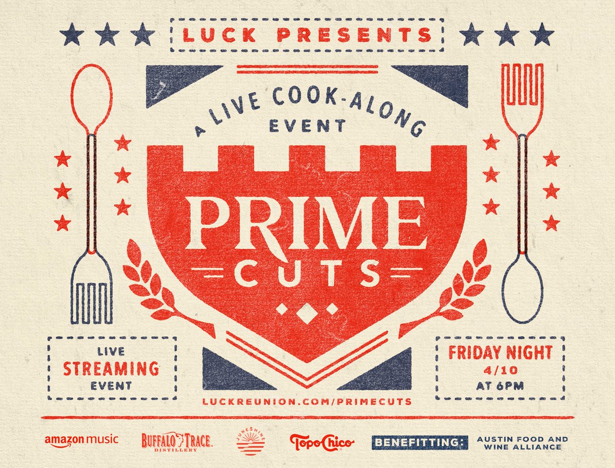Introducing Prime Cuts: a live, cook-along event benefitting AFWA this Friday at 6pm. This week host chef Michael Fojtasek of @olamaieaustin will be joined by guest chef @A______C______, @DameSanders of @drinkwellaustin, and @shakeygraves bit.ly/39Q5RQy