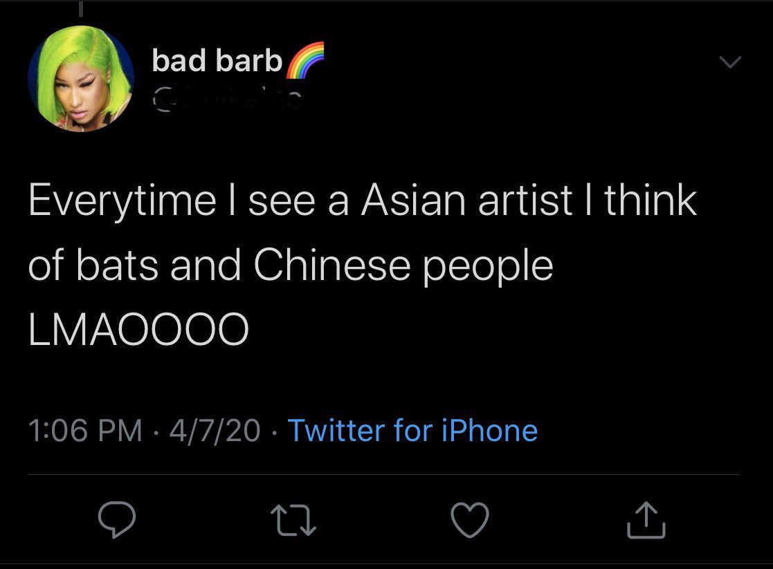 Y’all so ignorant and annoying why can’t y’all stop being r*cist towards Chinese & Korean people ? They didn’t even do anything wrong but y’all “claimed” that bts caused it they didn’t cause nothing y’all du@b & st*pid and y’all need to y’all research the virus is not in animals