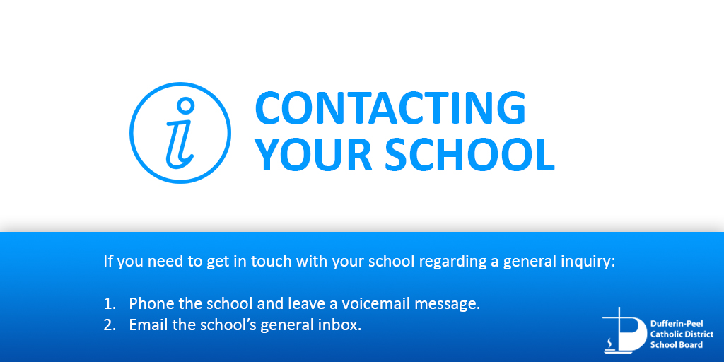 DPCDSBSchools's tweet photo. To make it easier for families and students to get in touch with schools for general inquiries, all #DPCDSB schools have new email inboxes. Secretarial staff will be monitoring and directing emails to the appropriate staff for response. 

Get more info: https://t.co/3KZElCmvMG https://t.co/RAUfujzY3k