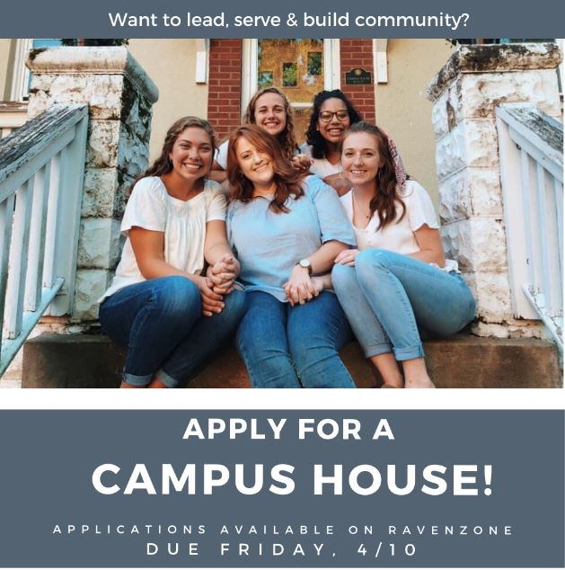 BCRavensStuLife's tweet photo. Want to lead, serve &amp; build community? Apply for a campus house today! Applications available on RavenZone.  All applications are due Friday, 4/10.
https://t.co/p52pm9R17O https://t.co/V4b98AZscP