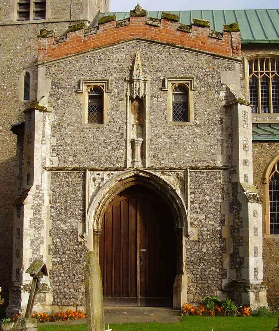 The south porch of St Mary’s. In its cleanliness of lines the porch is one of the finest two storey porches of its time to survive intact. When built the image niche would have contained a figure &, like the traceried canopy, would probably have been brightly painted.  #EAchurches