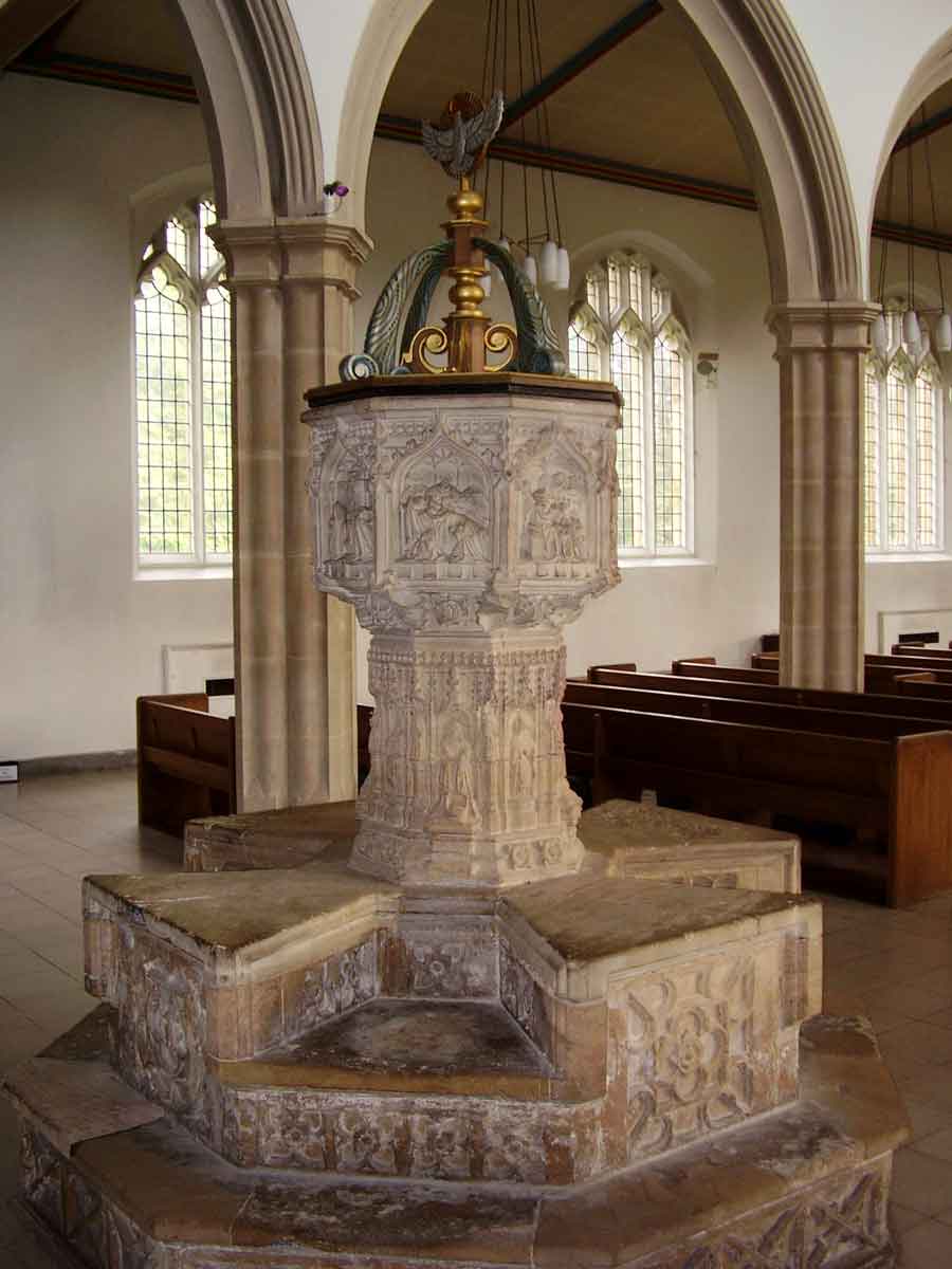 Perhaps the most wonderful medieval survival in the church is the magnificent font. Depicting the seven sacraments and covered in a wealth of elaborate tracery the font was one of the few items in the church to survive the devastating fire.  #EAchurches